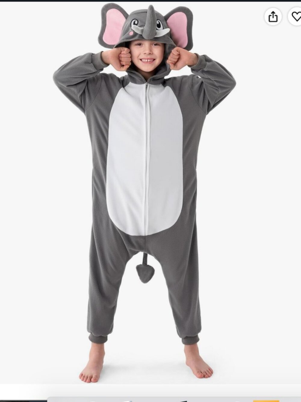 NEW Spooktacular Halloween Elephant Jumpsuit Costume for Kids size Medium 8-10